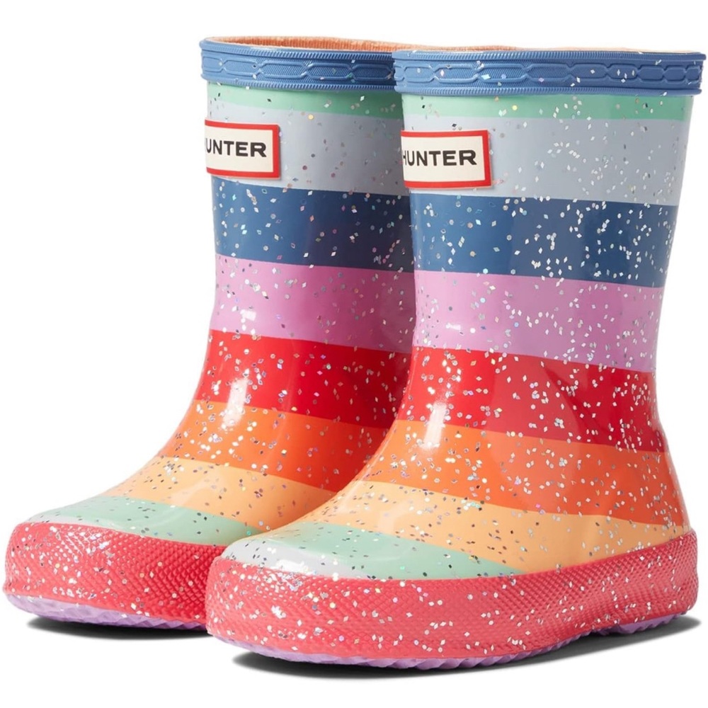 Hunter Kids Original First Classic Rainbow Giant Glitter Boot Toddler US 7